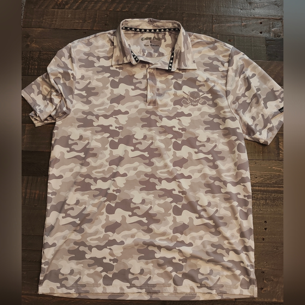 Tattoo Golf Men's Camouflage Polo Shirt - Gray